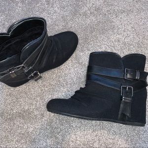 Black Aldo Wedge Ankle Boots